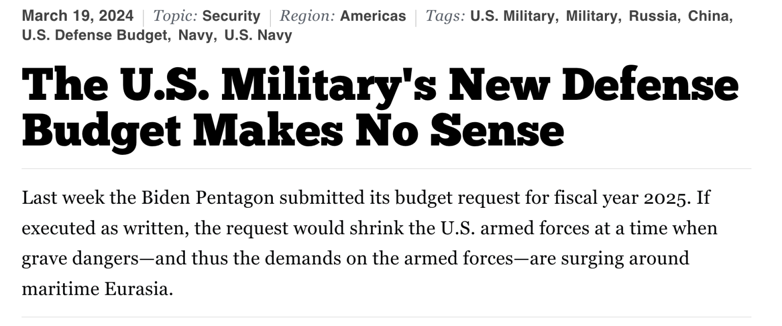 DOD 2025 Budget Submission disarms America Armed Forces Press