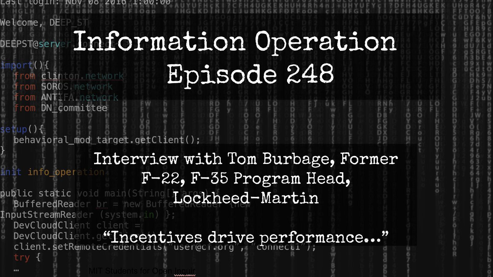 IO Episode 248 - Tom Burbage, Former F-35 Program Director - Is American Aviation Safe? 6/8/24