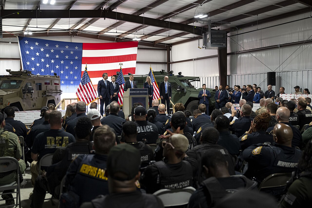 Secretary of War Pete Hegseth speaks to Tennessee National Guard soldiers in Memphis